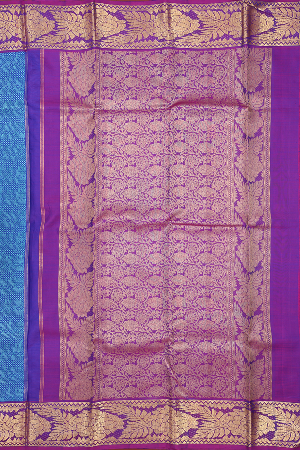 Kanchipuram Silk Saree In Blue With Jacquard Pattern