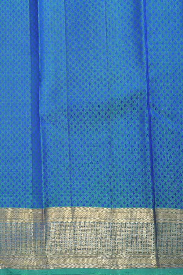Kanchipuram Silk Saree In Blue With Jacquard Pattern