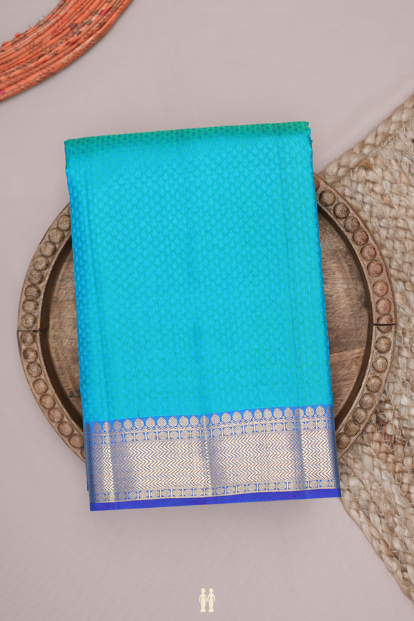 Kanchipuram Silk Saree In Blue With Jacquard Pattern