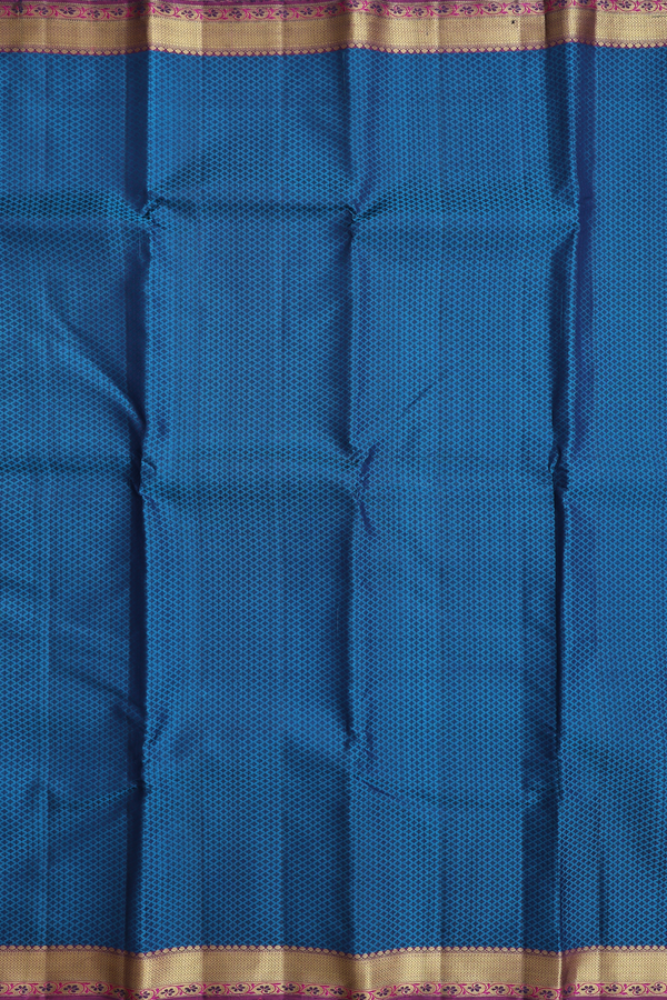 Kanchipuram Silk Saree In Blue With Jacquard Pattern