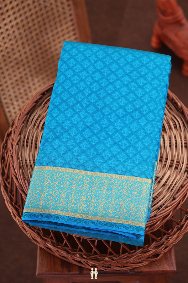 Kanchipuram Silk Saree In Blue With Jacquard Pattern
