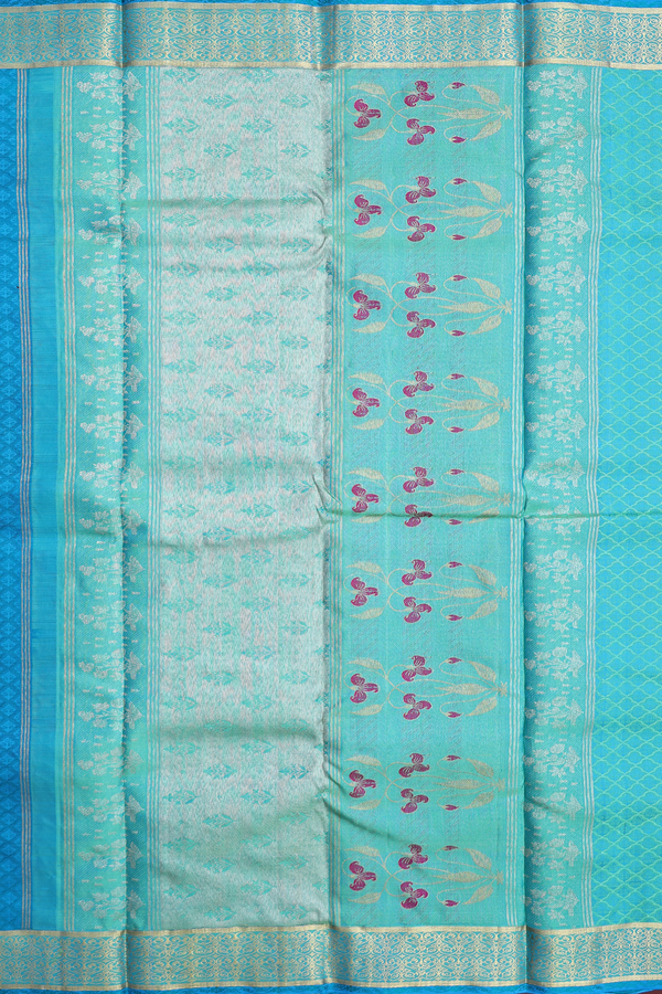 Kanchipuram Silk Saree In Blue With Jacquard Pattern