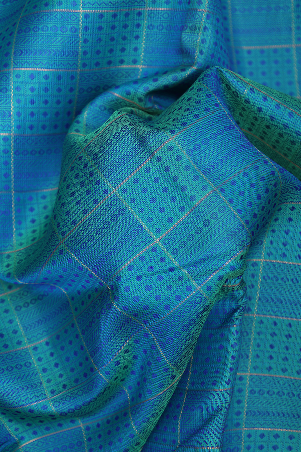 Kanchipuram Silk Saree In Blue With Jacquard Pattern