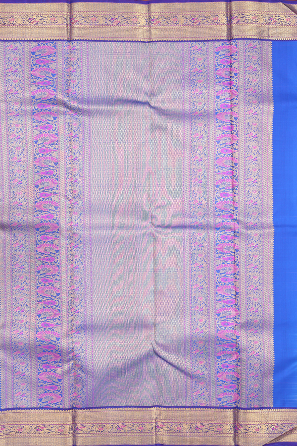 Kanchipuram Silk Saree In Blue With Paisley Design