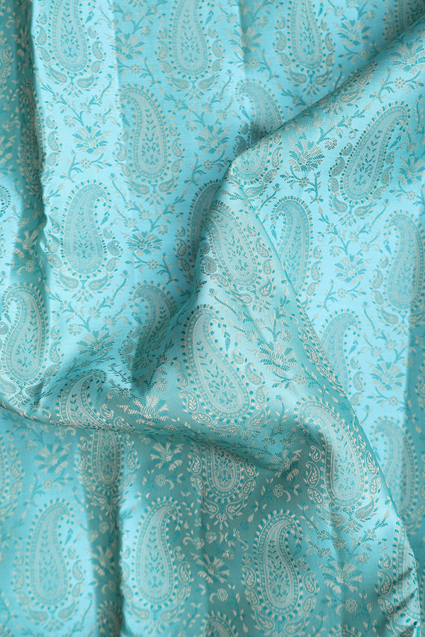 Kanchipuram Silk Saree In Blue With Paisley Design