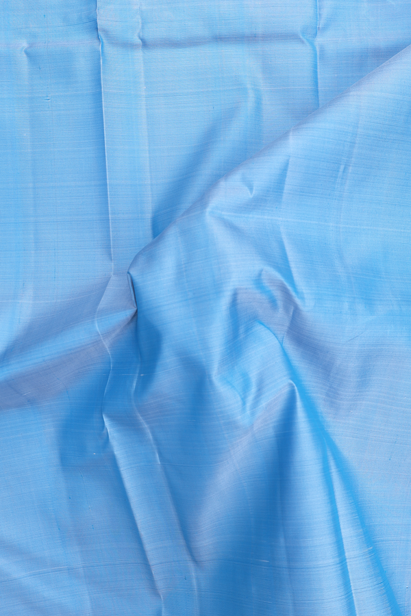 Kanchipuram Silk Saree In Blue With Peacock Border