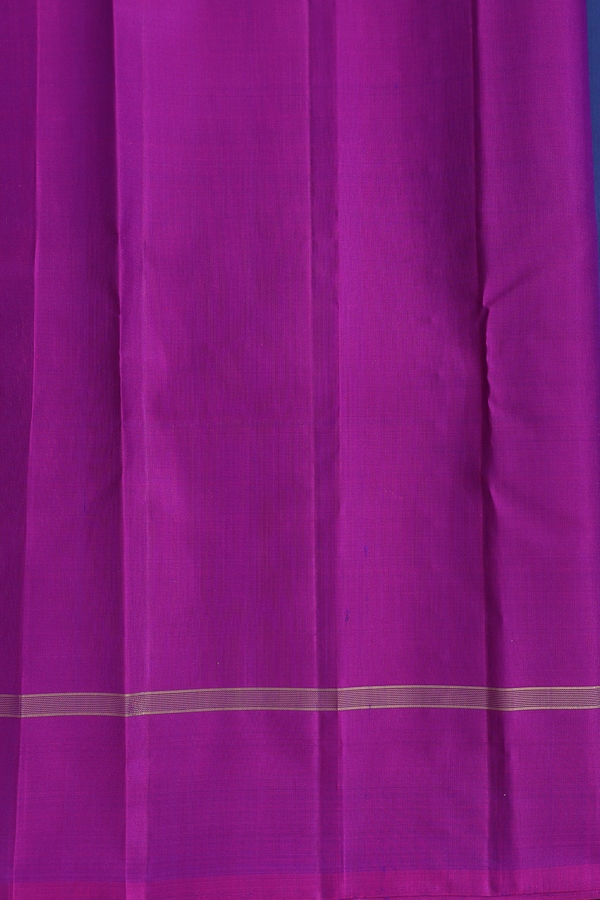 Kanchipuram Silk Saree In Blue With Peacock Buttas