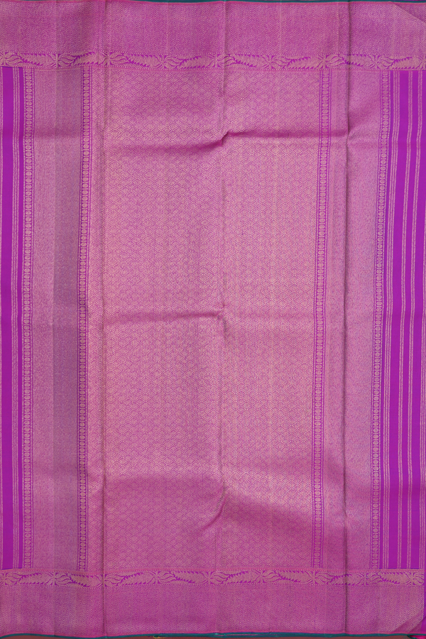 Kanchipuram Silk Saree In Blue With Peacock Design