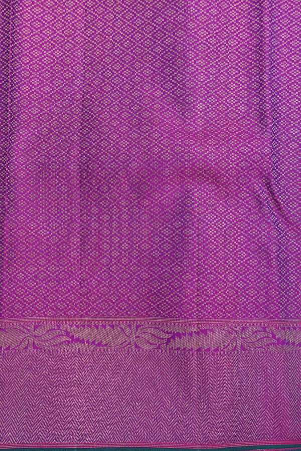 Kanchipuram Silk Saree In Blue With Peacock Design