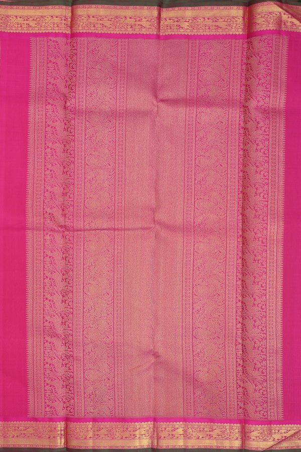 Kanchipuram Silk Saree In Blue With Rudraksh Buttas