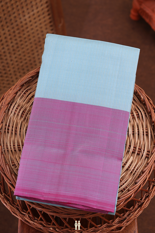 Kanchipuram Silk Saree In Blue With Stripes Design