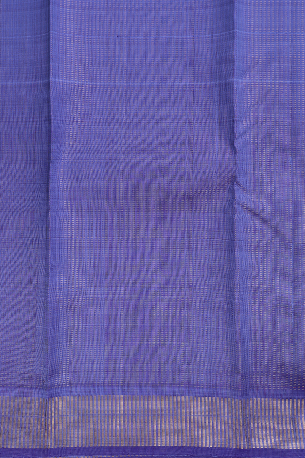 Kanchipuram Silk Saree In Blue With Stripes Design