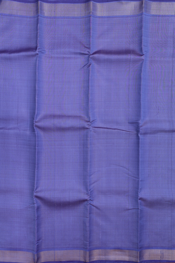 Kanchipuram Silk Saree In Blue With Stripes Design