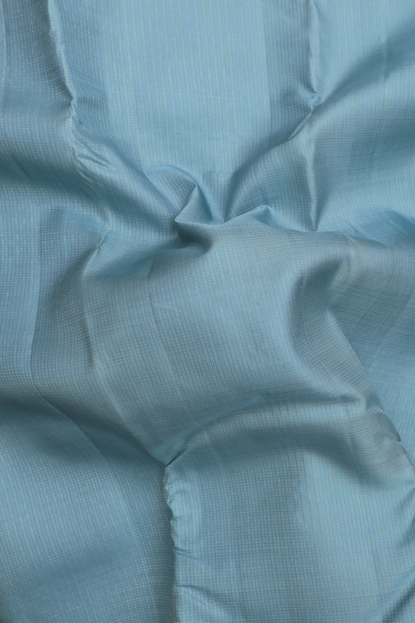 Kanchipuram Silk Saree In Blue With Stripes Design