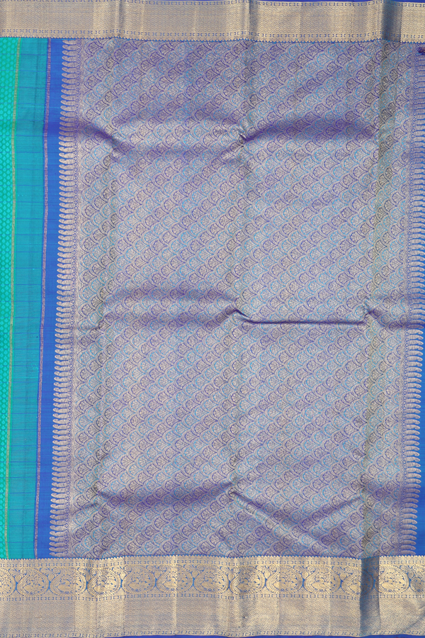 Kanchipuram Silk Saree In Bluish Green With Jacquard Pattern
