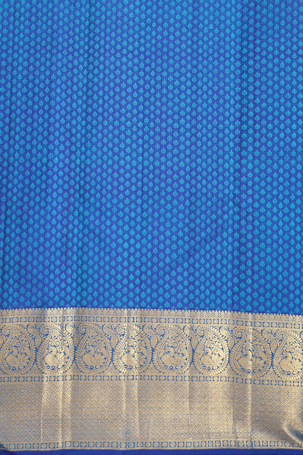 Kanchipuram Silk Saree In Bluish Green With Jacquard Pattern