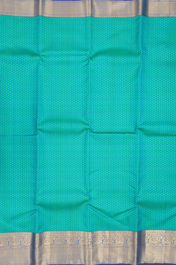 Kanchipuram Silk Saree In Bluish Green With Jacquard Pattern