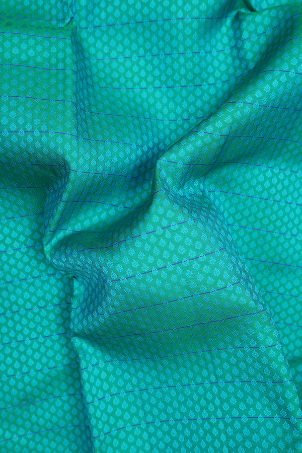 Kanchipuram Silk Saree In Bluish Green With Jacquard Pattern