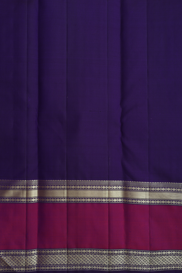 Kanchipuram Silk Saree In Bluish Purple With Chakram Buttas