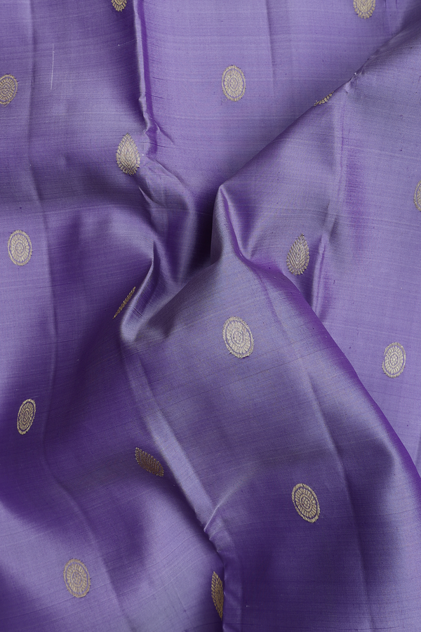 Kanchipuram Silk Saree In Bluish Purple With Chakram Buttas