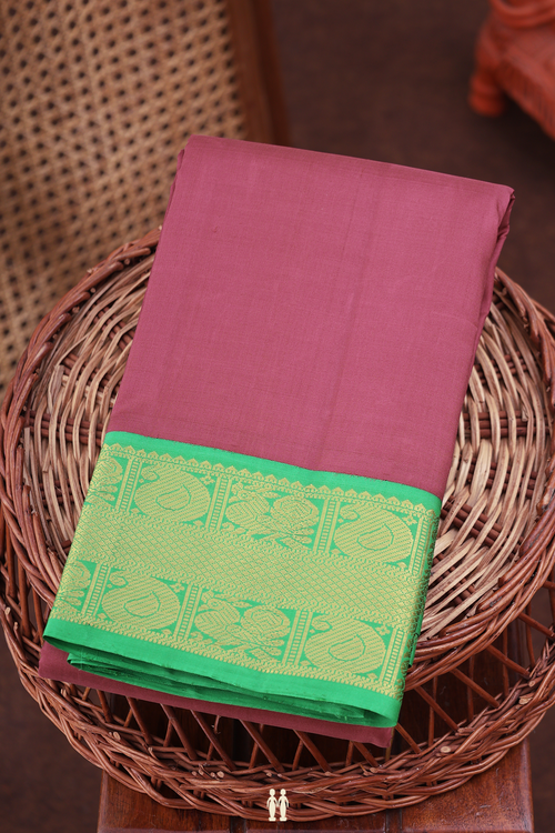 Kanchipuram Silk Saree In Blush Mulberry With Peacock Border
