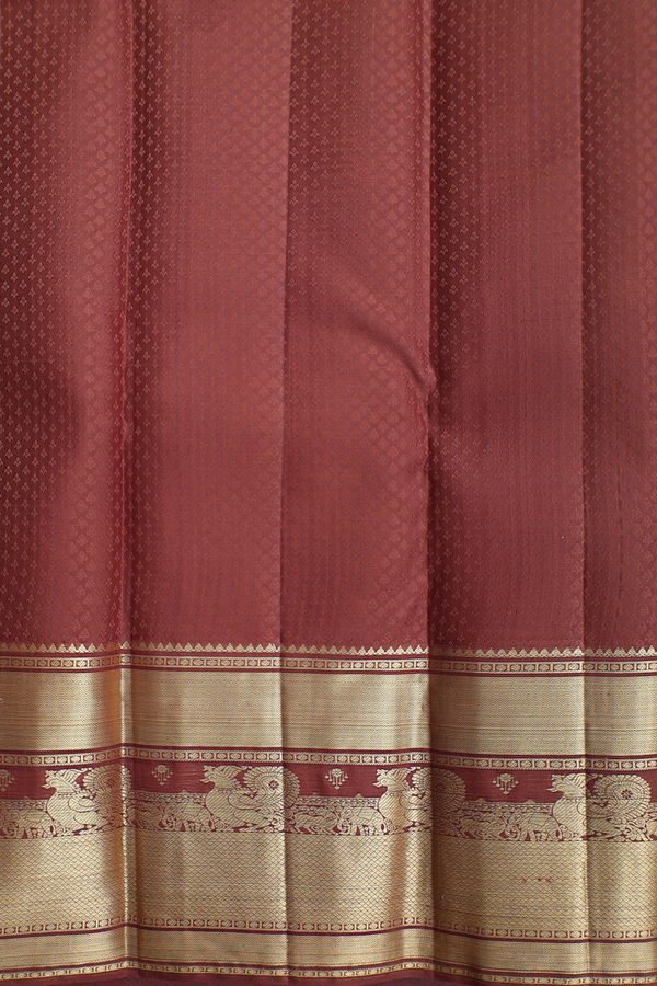 Kanchipuram Silk Saree In Blush Orange With Brocade Design