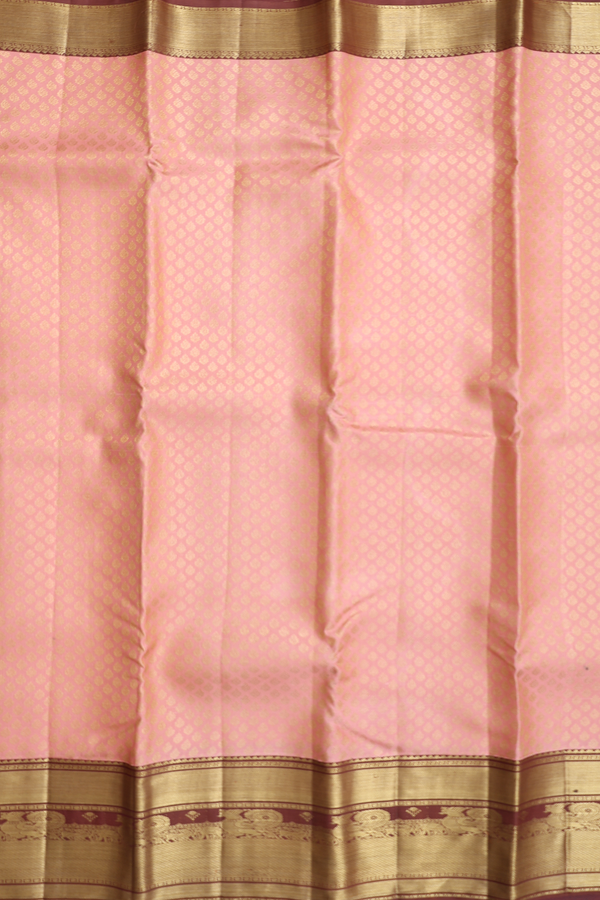 Kanchipuram Silk Saree In Blush Orange With Brocade Design