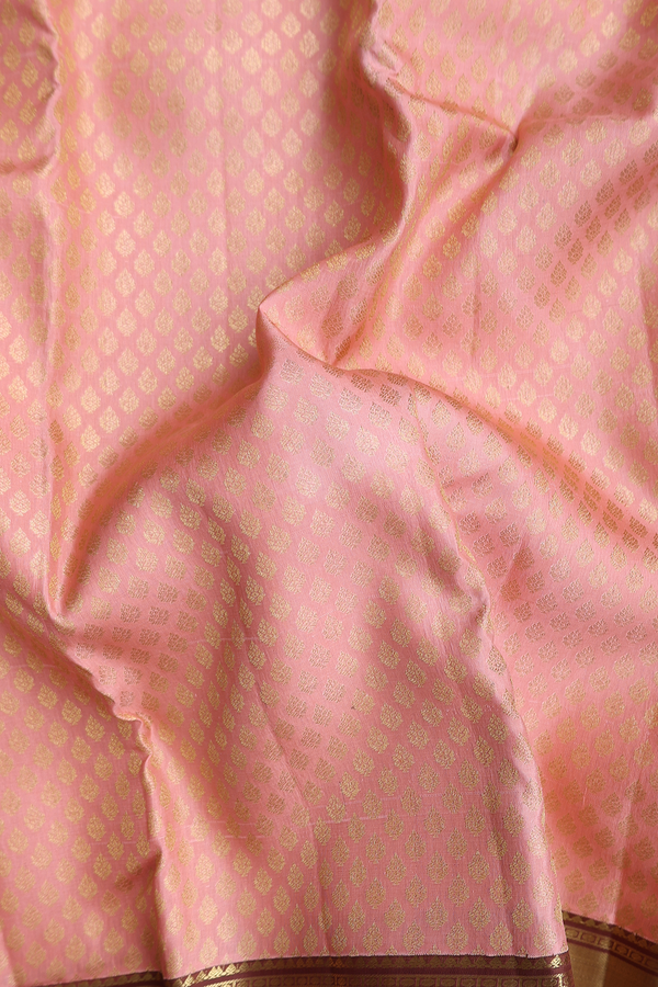 Kanchipuram Silk Saree In Blush Orange With Brocade Design
