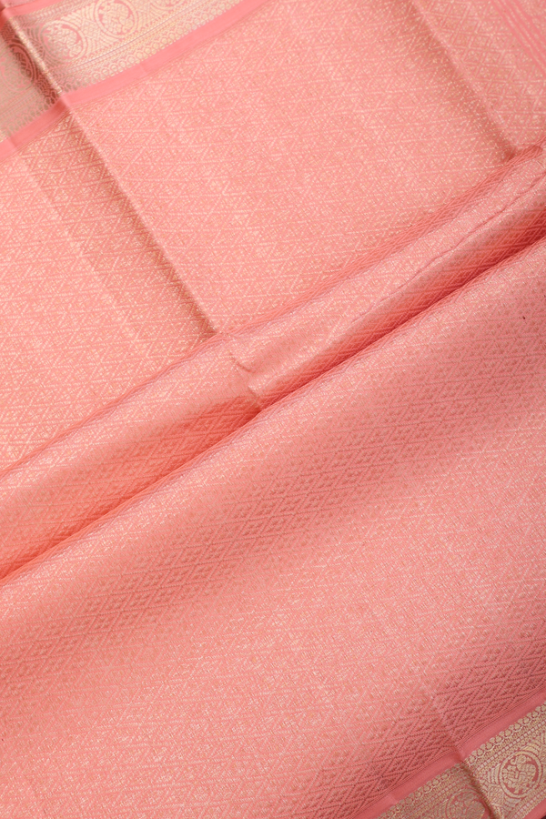 Kanchipuram Silk Saree In Blush Orange With Chakram Buttas