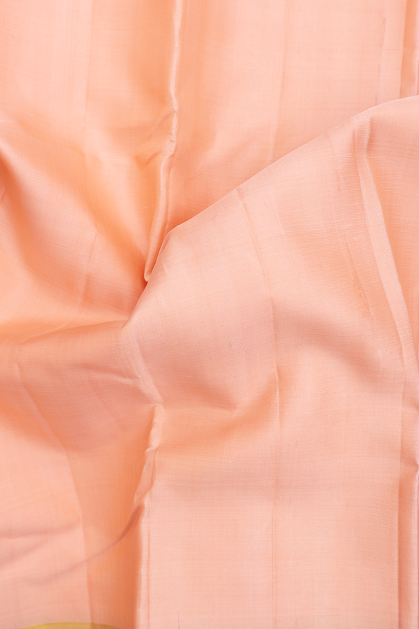 Kanchipuram Silk Saree In Blush Orange With Checks Border
