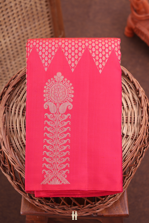 Kanchipuram Silk Saree In Blush Red With Brocade Design