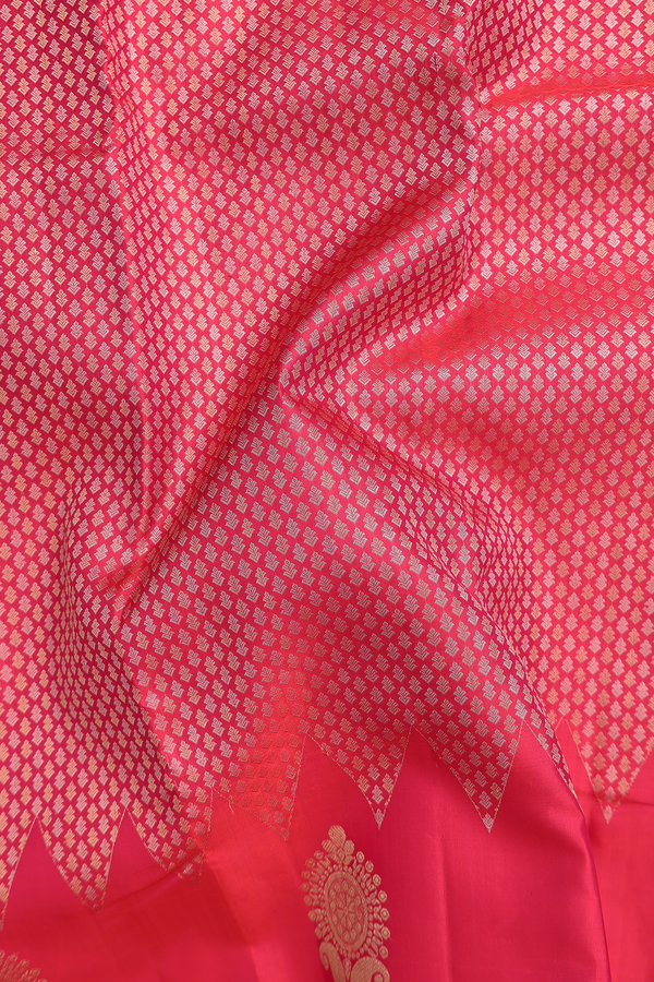 Kanchipuram Silk Saree In Blush Red With Brocade Design