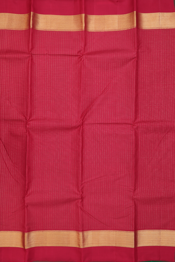 Kanchipuram Silk Saree In Blush Red With Checks Design