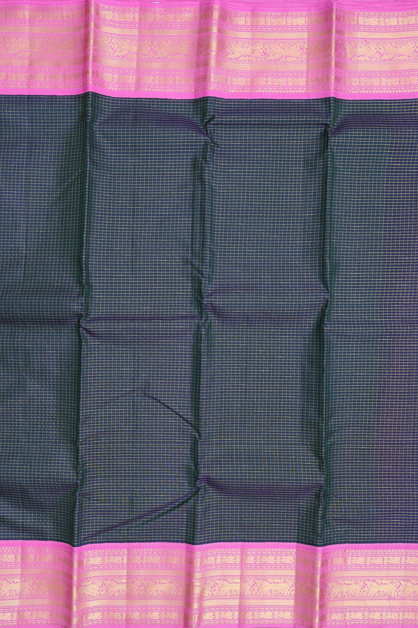 Kanchipuram Silk Saree In Dual Tone With Checks Design