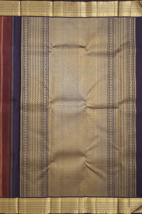 Kanchipuram Silk Saree In Brick Brown With Peacock Motifs