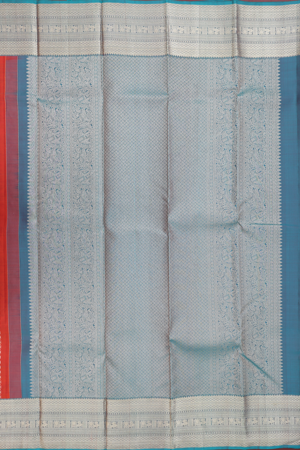 Kanchipuram Silk Saree In Brick Red With Brocade Design