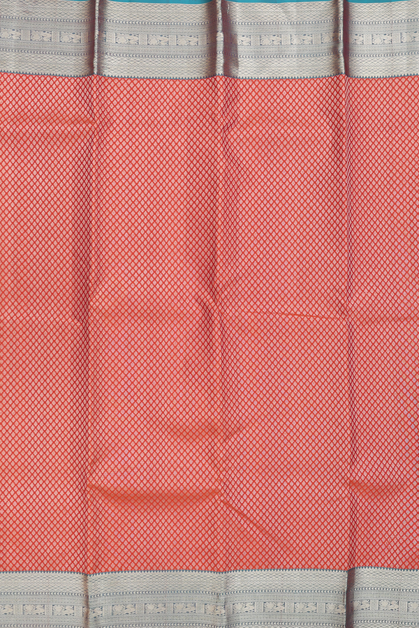 Kanchipuram Silk Saree In Brick Red With Brocade Design