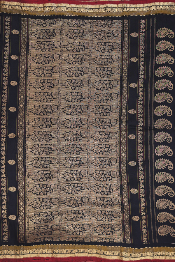 Kanchipuram Silk Saree In Brick Red With Floral Design