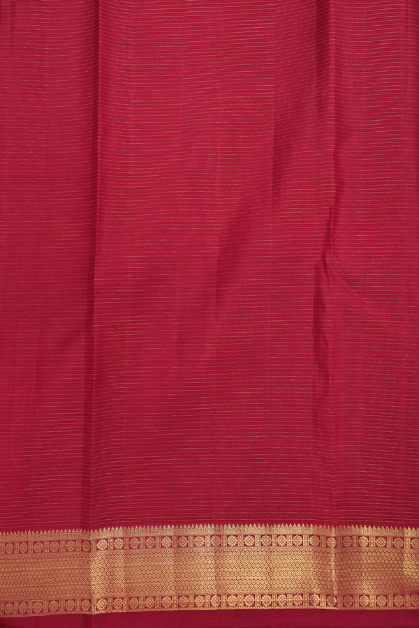 Kanchipuram Silk Saree In Brick Red With Stripes Design