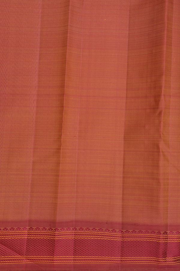 Kanchipuram Silk Saree In Brick Red With Stripes Design