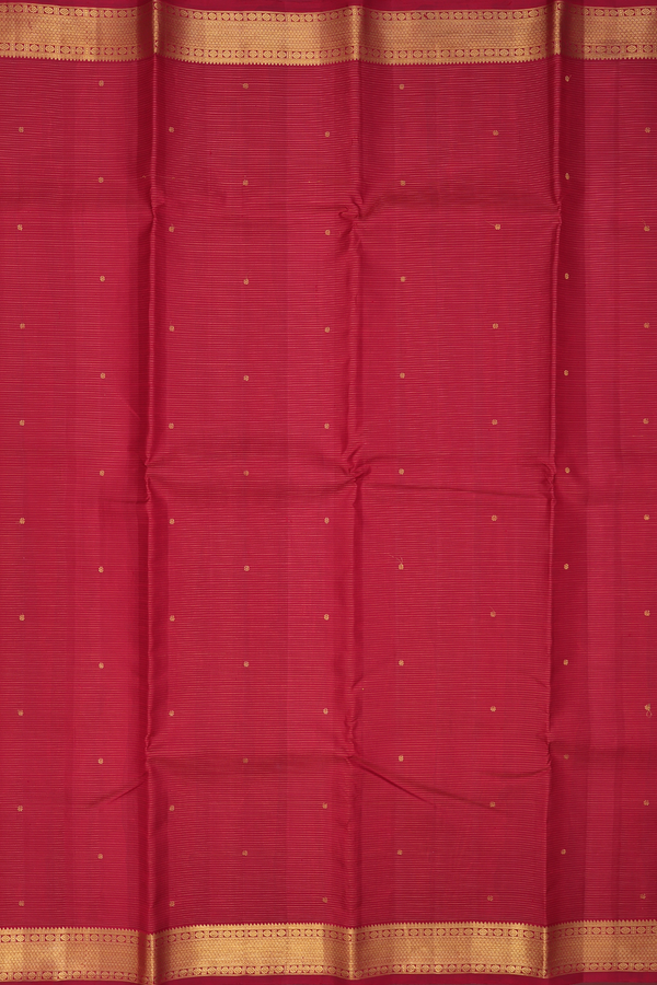 Kanchipuram Silk Saree In Brick Red With Stripes Design