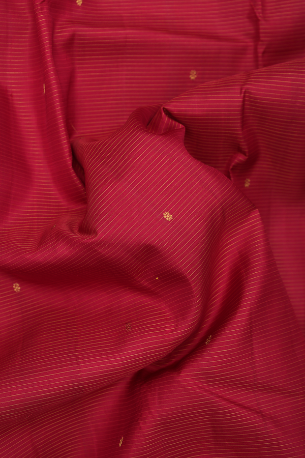 Kanchipuram Silk Saree In Brick Red With Stripes Design