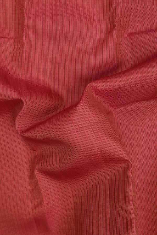 Kanchipuram Silk Saree In Brick Red With Stripes Design