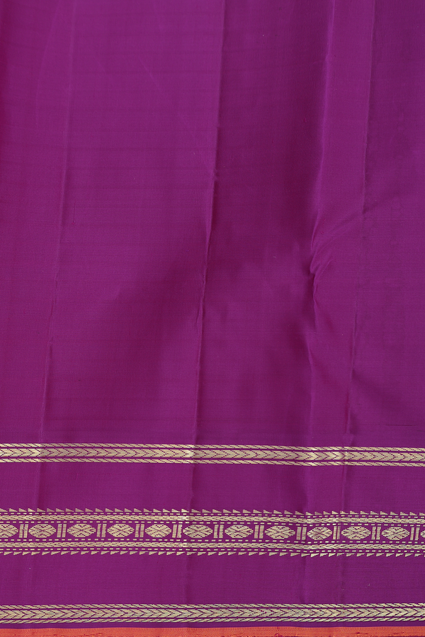 Kanchipuram Silk Saree In Bright Orange With Checks Design