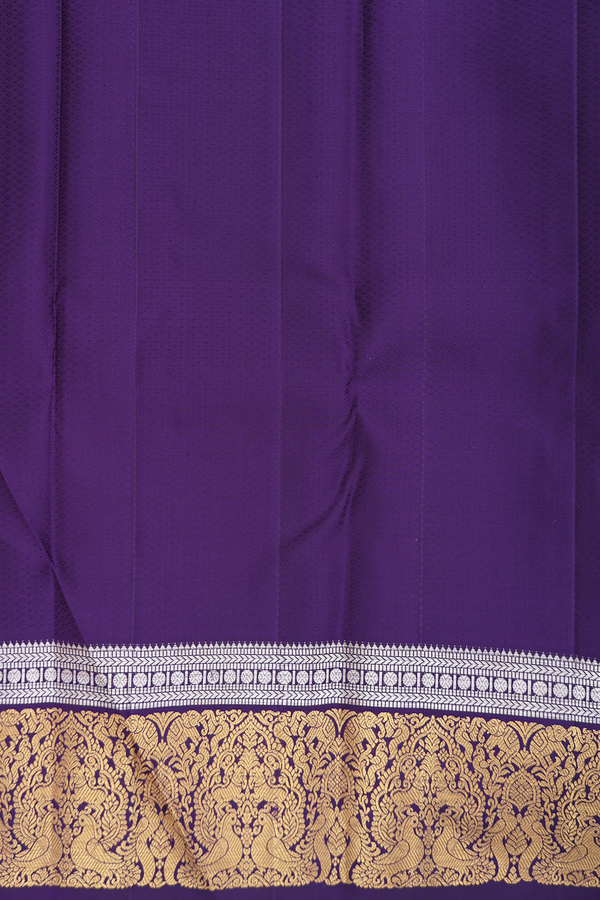 Kanchipuram Silk Saree In Bright Orange With Stripes Design