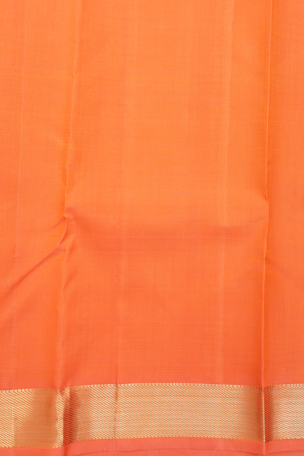 Kanchipuram Silk Saree In Bright Orange With Zari Border