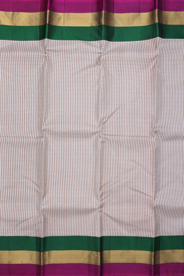 Kanchipuram Silk Saree In Brown And White With Checks Design