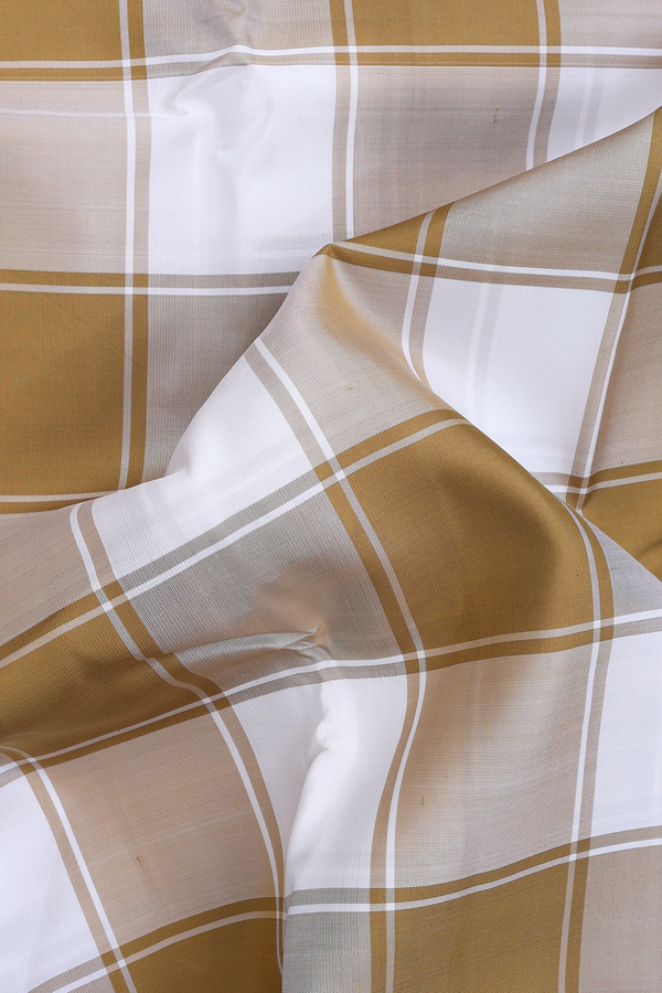 Kanchipuram Silk Saree In Brown And White With Checks Design