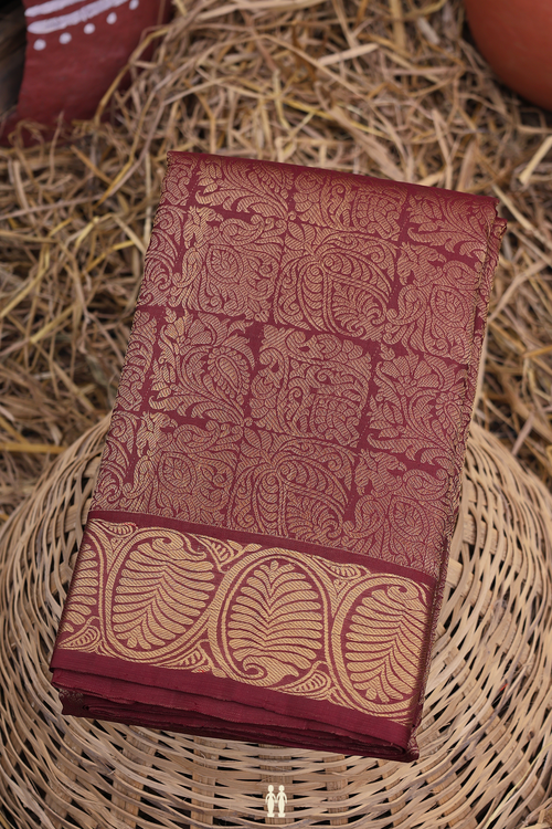 Kanchipuram Silk Saree In Brown With Brocade Design