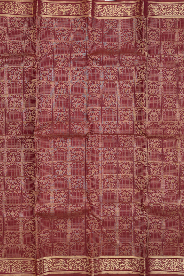 Kanchipuram Silk Saree In Brown With Brocade Design